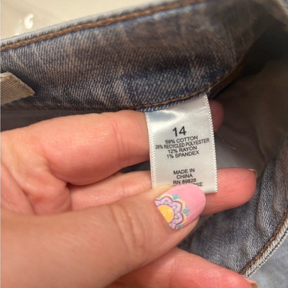 LOGO by Lori Goldstein Wide Leg Crop Jeans Button Fly Light Wash Size 14 High - Picture 7 of 8